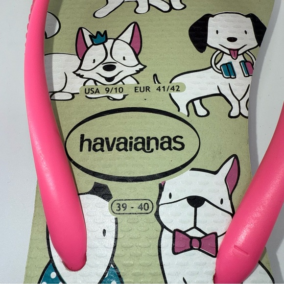 Havaianas Slim Pets Flip Flops with Bright Pink Straps Women’s US 9/10 - Picture 6 of 7